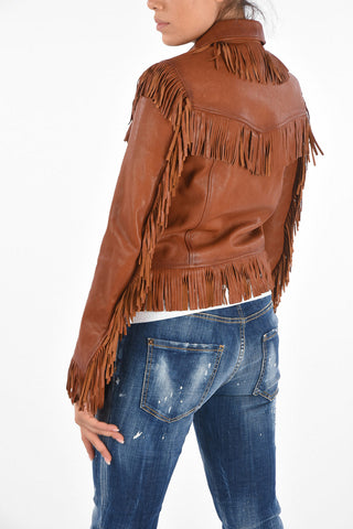 Leather Fringed Box Fit Jacket