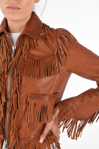 Leather Fringed Box Fit Jacket