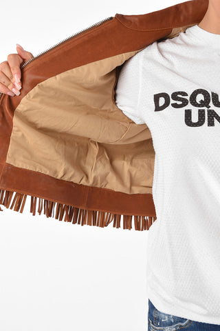 Leather Fringed Box Fit Jacket