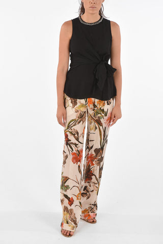 Draped Jewel Crew-Neck Top