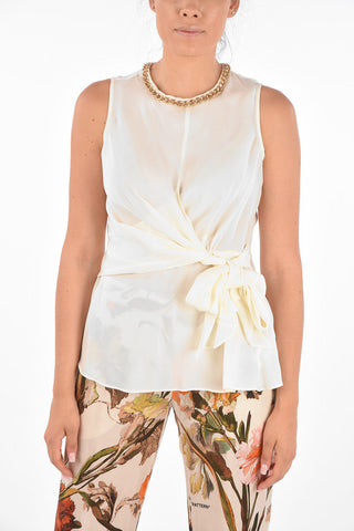 Draped Jewel Crew-Neck Top