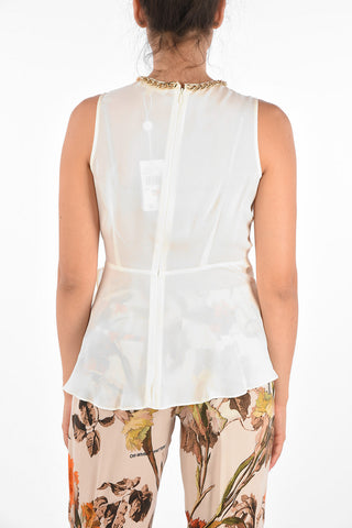Draped Jewel Crew-Neck Top