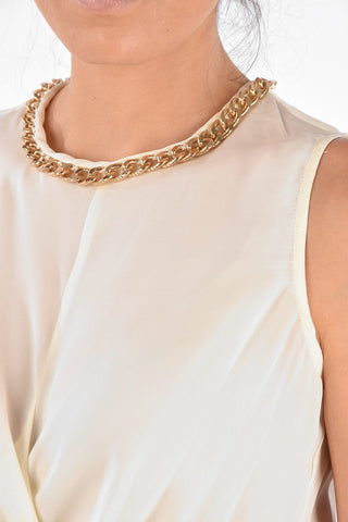 Draped Jewel Crew-Neck Top