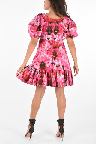 Floral Printed Pouf Sleeve Dress