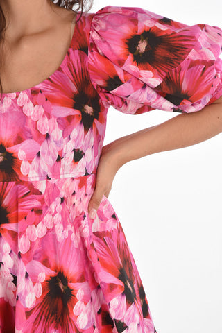 Floral Printed Pouf Sleeve Dress