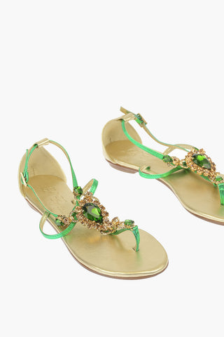 Leather Sandals with Jewel