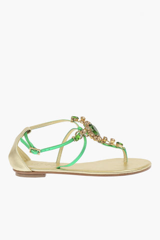Leather Sandals with Jewel