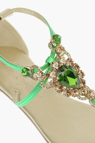 Leather Sandals with Jewel