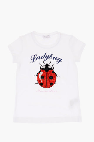 t-shirt girocollo con dettaglio strass