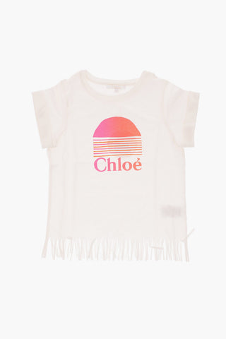 t-shirt girocollo con frange