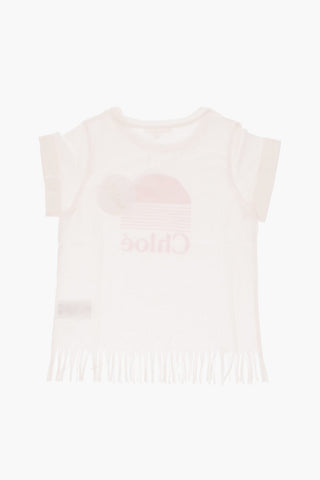 t-shirt girocollo con frange