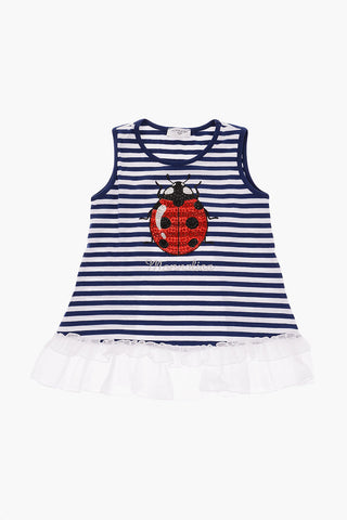 Striped top with rhinestone embellished