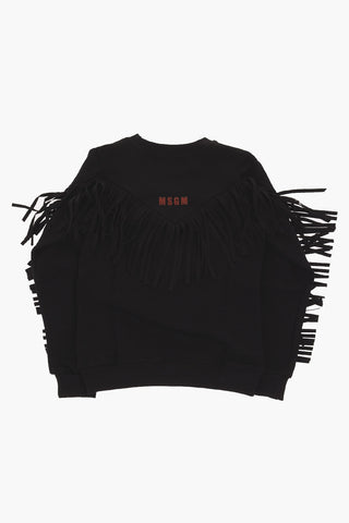 fringed crew-neck sweatshirt