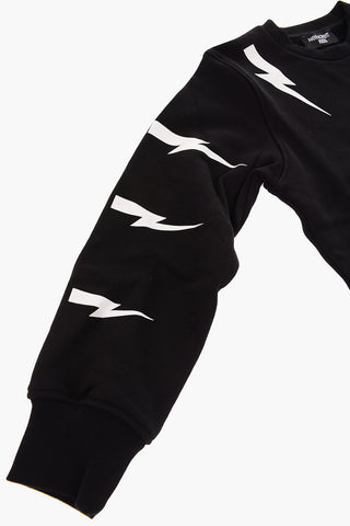 Crew-neck sweatshirt with printed thunderbolt