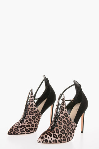 Décolleté D’Orsay ankle strap ALEXIS di cavallino e stampa animalier 11cm