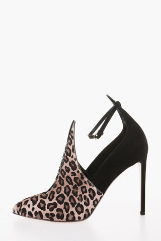 Décolleté D’Orsay ankle strap ALEXIS di cavallino e stampa animalier 11cm