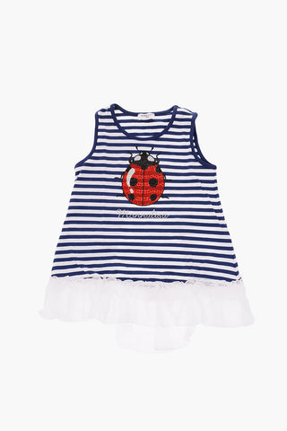awning striped rhinestone embellished dress