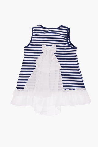 awning striped rhinestone embellished dress