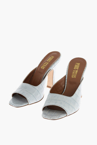 10cm crocodile print leather Mules