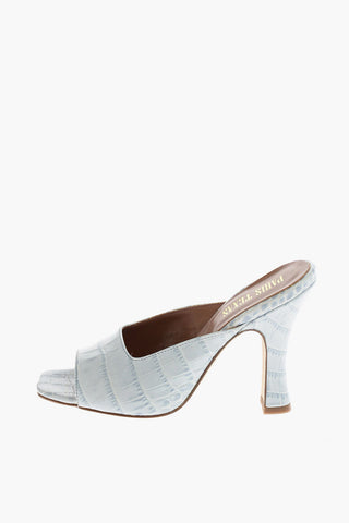 10cm crocodile print leather Mules