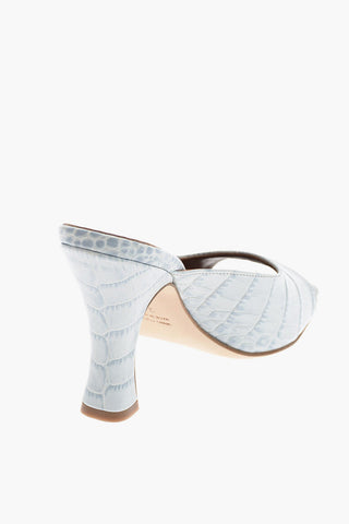 10cm crocodile print leather Mules