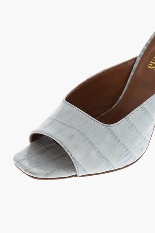 10cm crocodile print leather Mules