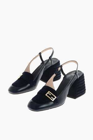 7 cm leather Chunky Heel Slingback pumps