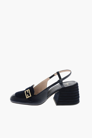 7 cm leather Chunky Heel Slingback pumps