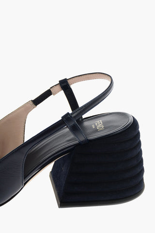 7 cm leather Chunky Heel Slingback pumps