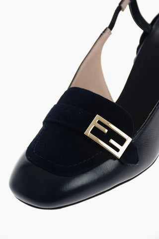 7 cm leather Chunky Heel Slingback pumps