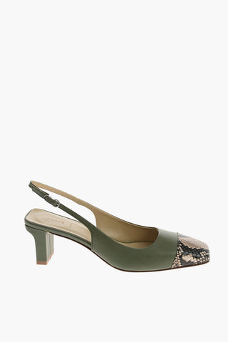 6cm snake print leather Slingback pumps