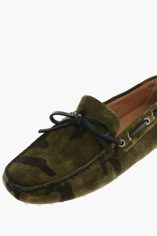 Suede leather camouflage loafers