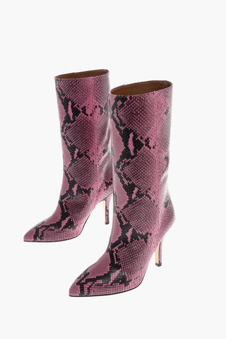 10cm snake print leather boots