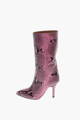 10cm snake print leather boots