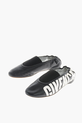 leather Ballet flats with Logo-Print