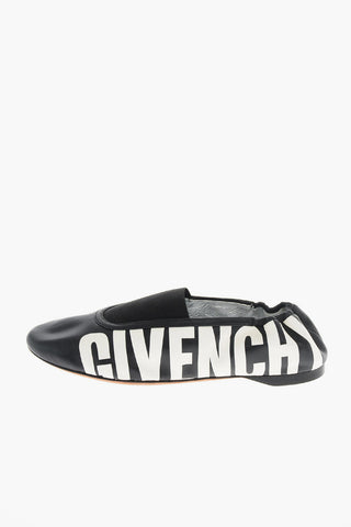 leather Ballet flats with Logo-Print