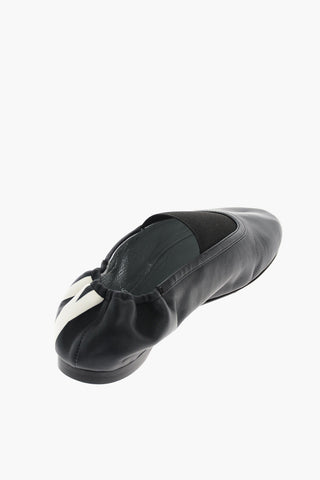leather Ballet flats with Logo-Print