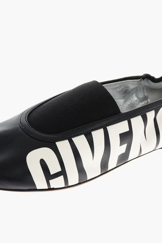 leather Ballet flats with Logo-Print