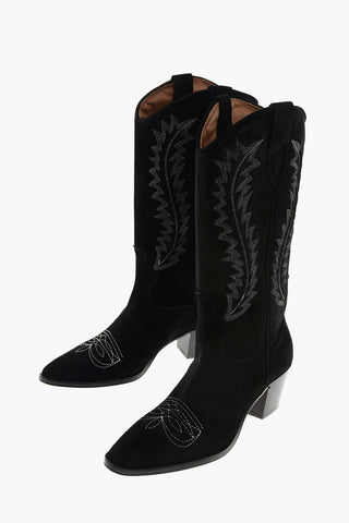 6cm suede leather Western boots