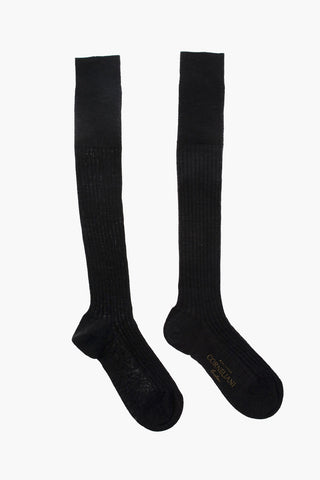 Ribbed Virgin Wool Long Socks