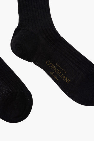 Ribbed Virgin Wool Long Socks