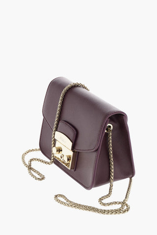 Leather Mini Saddle Bag METROPOLIS with Chain