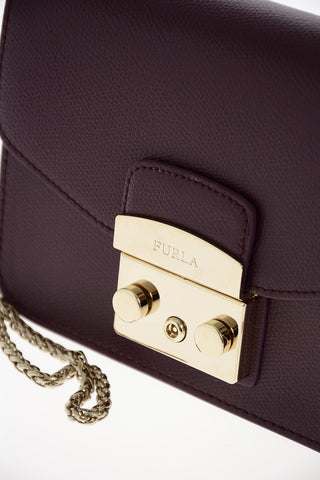 Leather Mini Saddle Bag METROPOLIS with Chain