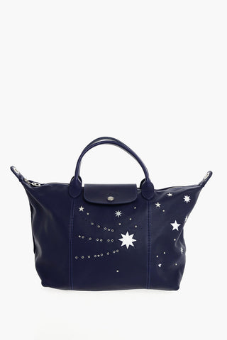 Leather Tote Bag LE PLIAGE with Star Embroideries