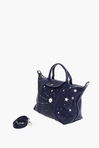 Leather Tote Bag LE PLIAGE with Star Embroideries