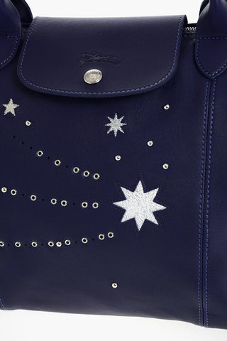 Leather Tote Bag LE PLIAGE with Star Embroideries