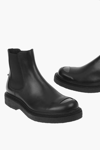 Leather METAL TOE Chelsea Ankle Boots