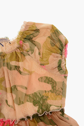Camouflage dress with lace details