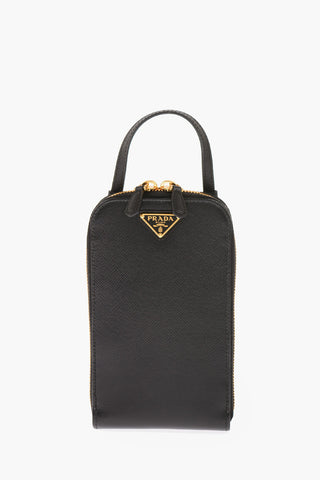 Saffiano Leather Pouch with Removable Shoulder Strap