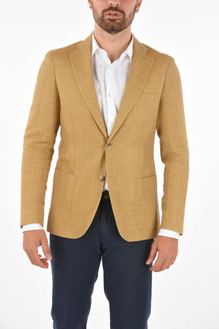 virgin wool and flax REWARD side vents 2-button blazer drop 7R